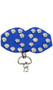 Studded leather studded pasties with D ring and detachable chain. Back of pasties is also studded. Adhesive not included.