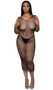 Sleeveless wide fishnet mini dress features U shaped neckline, wide shoulder straps and maxi length.