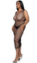 Sleeveless wide fishnet mini dress features U shaped neckline, wide shoulder straps and maxi length.