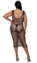 Sleeveless wide fishnet mini dress features U shaped neckline, wide shoulder straps and maxi length.