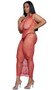 Sleeveless wide fishnet mini dress features U shaped neckline, wide shoulder straps and maxi length.