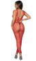 Sleeveless wide fishnet mini dress features U shaped neckline, wide shoulder straps and maxi length.