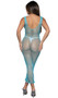 Sleeveless wide fishnet mini dress features U shaped neckline, wide shoulder straps and maxi length.