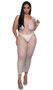 Sleeveless wide fishnet mini dress features U shaped neckline, wide shoulder straps and maxi length.