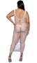Sleeveless wide fishnet mini dress features U shaped neckline, wide shoulder straps and maxi length.