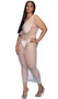Sleeveless wide fishnet mini dress features U shaped neckline, wide shoulder straps and maxi length.