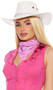 Faux suede cowboy costume hat features a rope band detail, gold vents on each side, and attached adjustable rope chin strap.