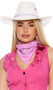 Faux suede cowboy costume hat features a rope band detail, gold vents on each side, and attached adjustable rope chin strap.