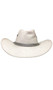 Faux suede cowboy costume hat features a rope band detail, gold vents on each side, and attached adjustable rope chin strap.