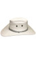 Faux suede cowboy costume hat features a rope band detail, gold vents on each side, and attached adjustable rope chin strap.