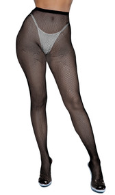 Fishnet pantyhose with high elastic waistband.