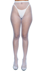 Fishnet pantyhose with high elastic waistband.
