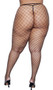 Diamond net pantyhose with elastic waistband.