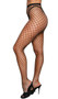 Diamond net pantyhose with elastic waistband.