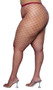 Diamond net pantyhose with elastic waistband.