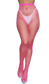 Diamond net pantyhose with elastic waistband.