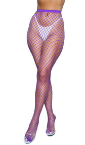 Diamond net pantyhose with elastic waistband.