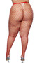 Diamond net pantyhose with elastic waistband.