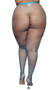 Diamond net pantyhose with elastic waistband.