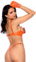 Leather demi bra features underwire cups, studded trim, o ring accents, adjustable shoulder straps and back clip closure.