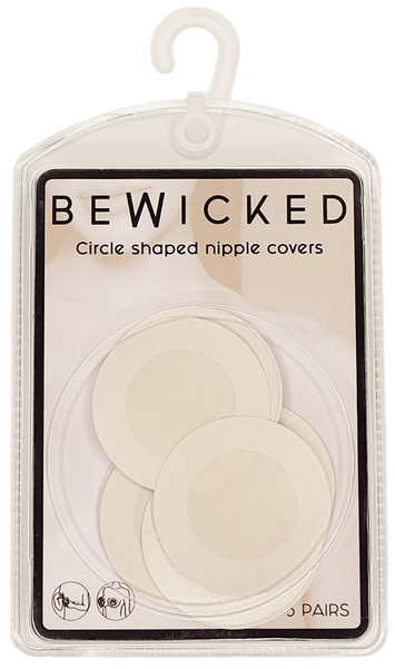 Self adhesive round shaped nipple covers, single use. 5 pairs per package.