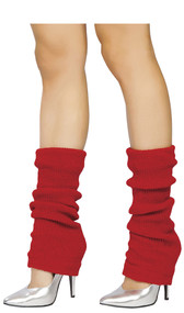 Solid color knit knee high leg warmers. Pair.