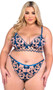 Stretch satin bralette features embroidered butterfly lace with scalloped trim, plunge cups, satin ribbon bow accent, adjustable shoulder straps and back hook closure. Matching Brazilian panty with cotton gusset also included. Two piece set.