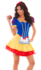 Fairest of All costume includes dress with attached light up apron and headband with bow.