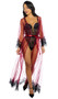 Sheer mesh maxi robe features scalloped eyelash lace trim, plunge neckline, and a satin waist sash with tie closure.