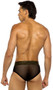Sheer briefs feature studded elastic waistband and sacred heart design.