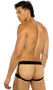 X strap jockstrap features criss cross front straps and elastic waistband.
