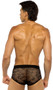 Men's sheer lace brief with floral design.