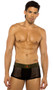 Sheer trunks feature studded elastic waistband and sacred heart design.