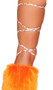 Animal print thigh high leg wraps. These 100" long straps wrap around the leg and tie behind the ankle or under the foot.