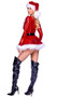 Sequin flare mini dress features faux fur trim, V neckline, and long sleeves. Adjustable black vinyl belt with gold buckle also included. Two piece set.