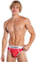 Briefs feature Playboy bunny head logo with bowtie print in diamond pattern, logo elastic waistband, and contrast trim.