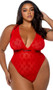 Mesh teddy features Playboy bunny logo flocked print, satin binding, plunging neckline, logo print elastic straps, high cut on the leg, thong back and cotton gusset.