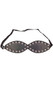 Studded leather blindfold with adjustable elastic strap. Inside is padded and lined with soft fleece for comfort, also studded on back side.