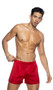 Stretch satin boxer shorts feature elastic waist and button fly.