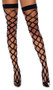Big diamond net thigh high stockings feature multi fence net design and solid band.