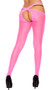 Sheer criss cross crotchless suspender pantyhose.