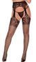 Diamond net and lace suspender pantyhose.