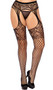 Diamond net and lace suspender pantyhose.