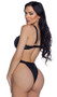Bunny Beach spandex swimsuit features Playboy diamante rhinestone logo print, underwire padded cups, adjustable wide straps, high cut, cheeky back, cotton gusset, and elastic strap back with swan hook closure.