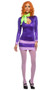 Mystery Diva costume includes long sleeve spandex dress with keyhole front, striped hem and back closure. Knit neck scarf with tie closure also included. Two piece set. Wig and hosiery sold separately,