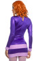 Mystery Diva costume includes long sleeve spandex dress with keyhole front, striped hem and back closure. Knit neck scarf with tie closure also included. Two piece set. Wig and hosiery sold separately,