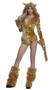 Lusty Lioness costume incudes panne velvet bodysuit featuring faux fur trim, long sleeves, attached hood with cat ears, tail, and deep V neckline with front zipper closure. One piece.