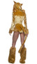 Lusty Lioness costume incudes panne velvet bodysuit featuring faux fur trim, long sleeves, attached hood with cat ears, tail, and deep V neckline with front zipper closure. One piece.