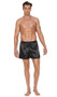 Charmeuse satin unisex boxer short. Button closure and elastic waistband. 