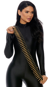 Bullet sash. Bullets are plastic. Not adjustable.